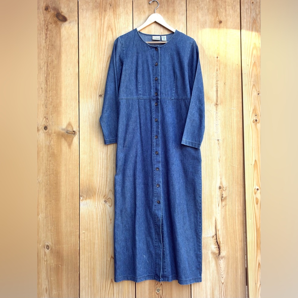 L.L. Bean Vintage Long Denim Dress Sz Medium